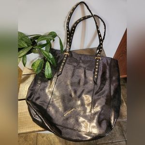 B Brian Atwood Carlo metallic Leather Tote